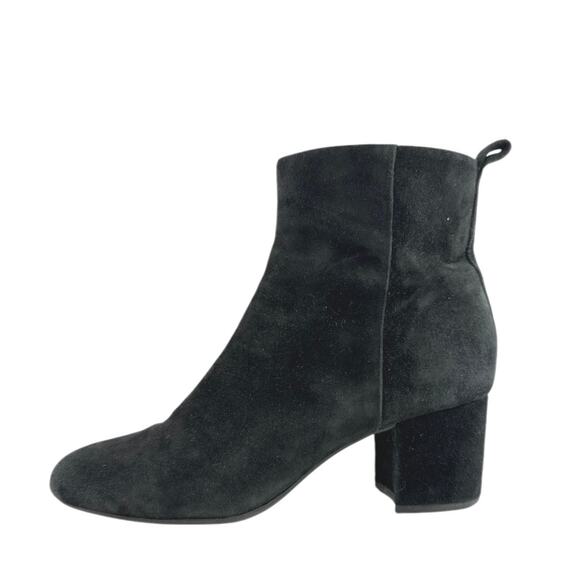 Gianni Bini Women's Black Suede Leather Block Heel Zip Ankle Boots Booties Sz 7 - Picture 1 of 9